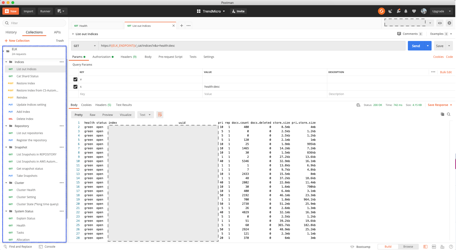 Postman for Kibana RESTful Example